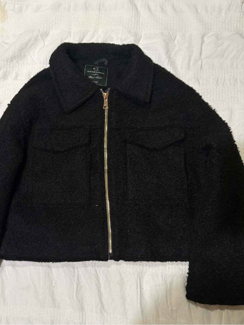 Black Label Black Zip-Up Teddy Bouclé Jacket